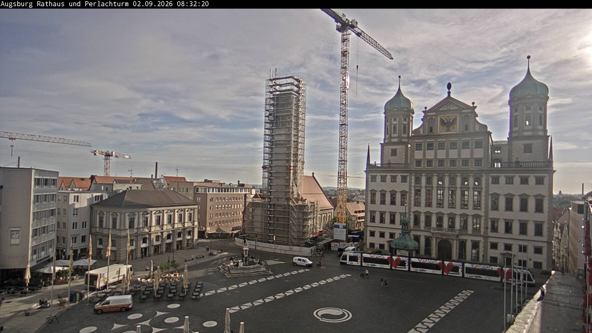 Archiv Foto Webcam Augsburger Rathausplatz und Perlachturm