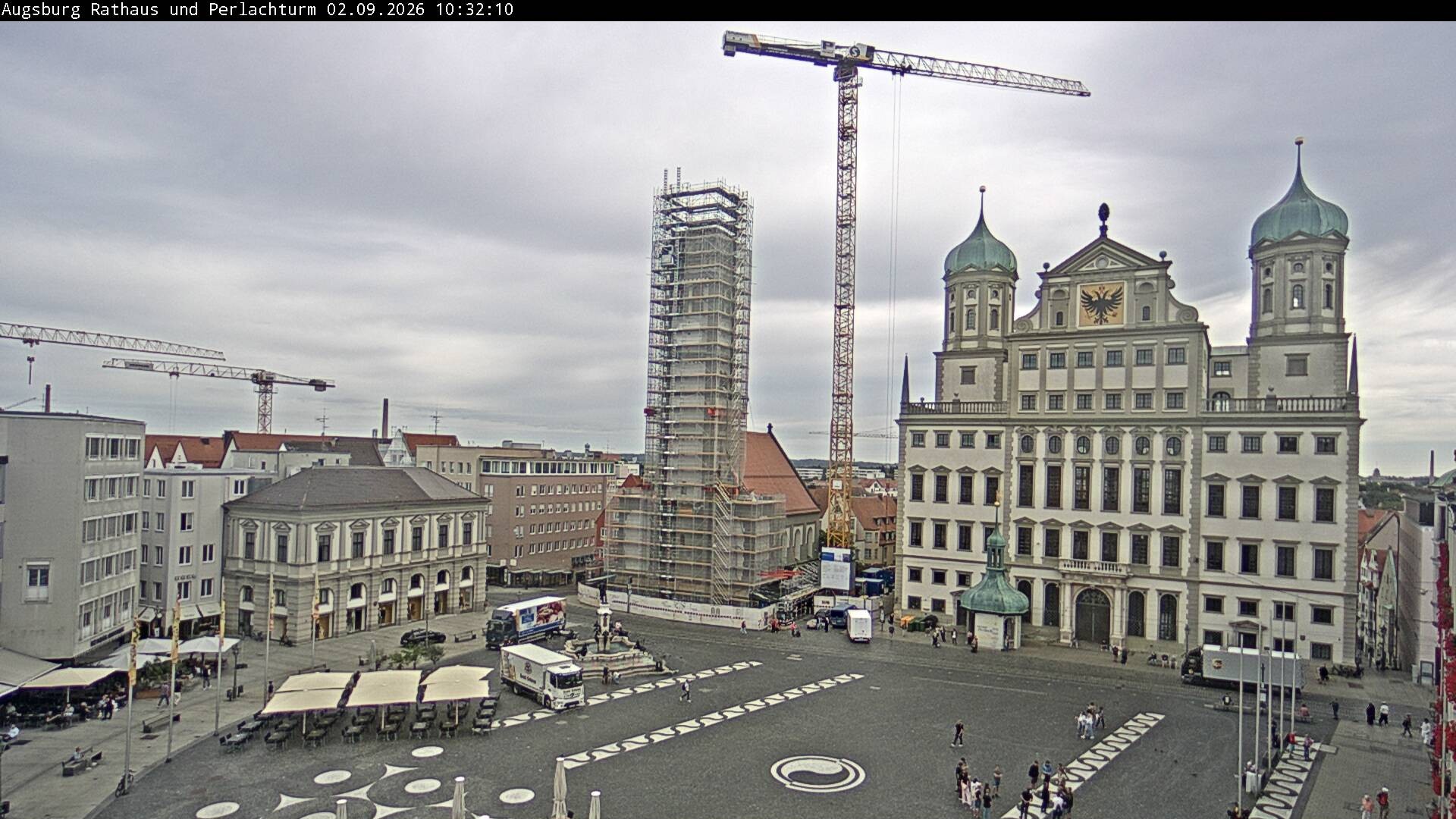 Archiv Foto Webcam Augsburger Rathausplatz und Perlachturm