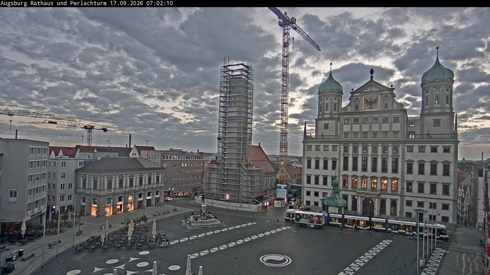 Archiv Foto Webcam Augsburger Rathausplatz und Perlachturm