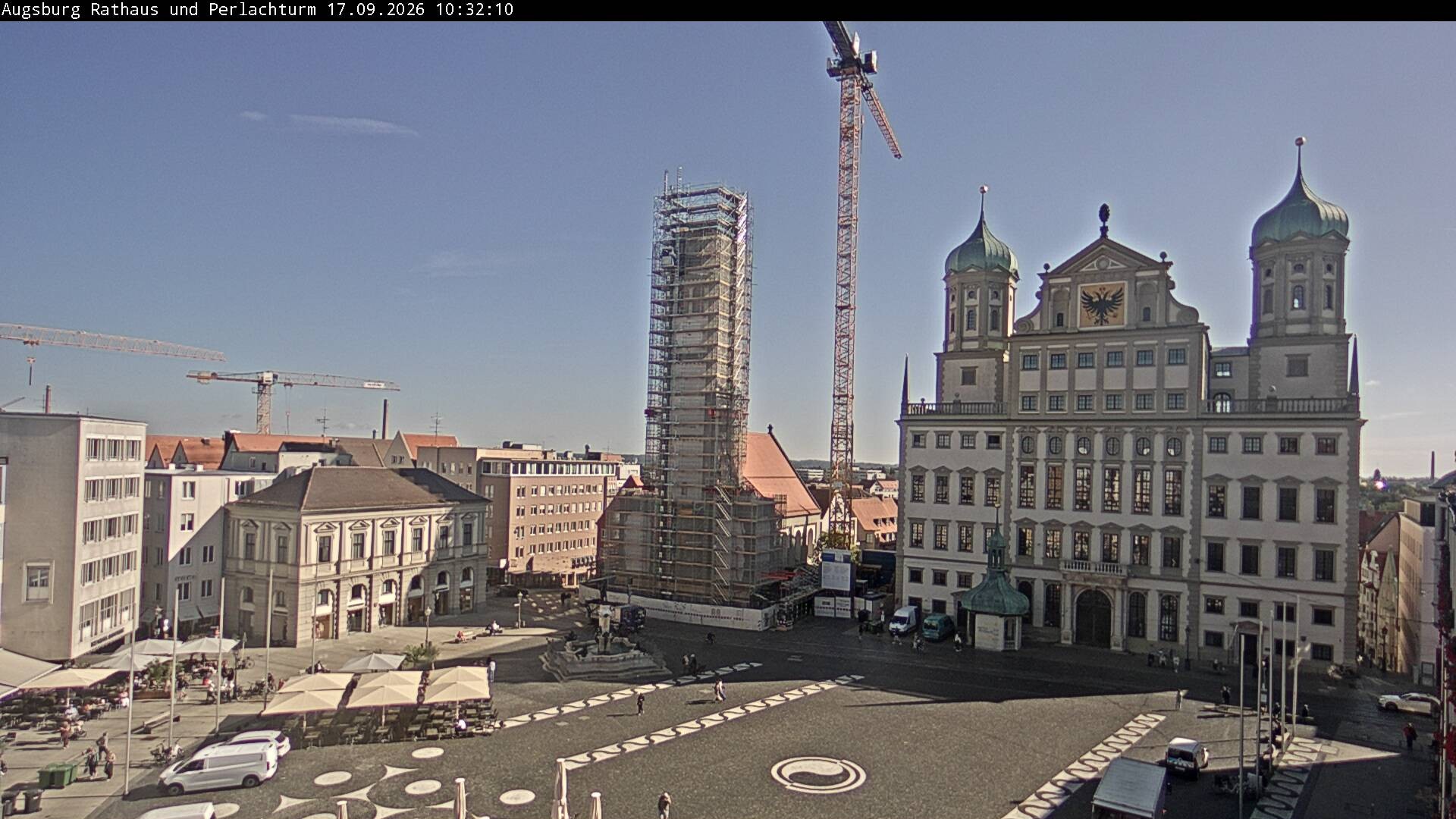 Archiv Foto Webcam Augsburger Rathausplatz und Perlachturm