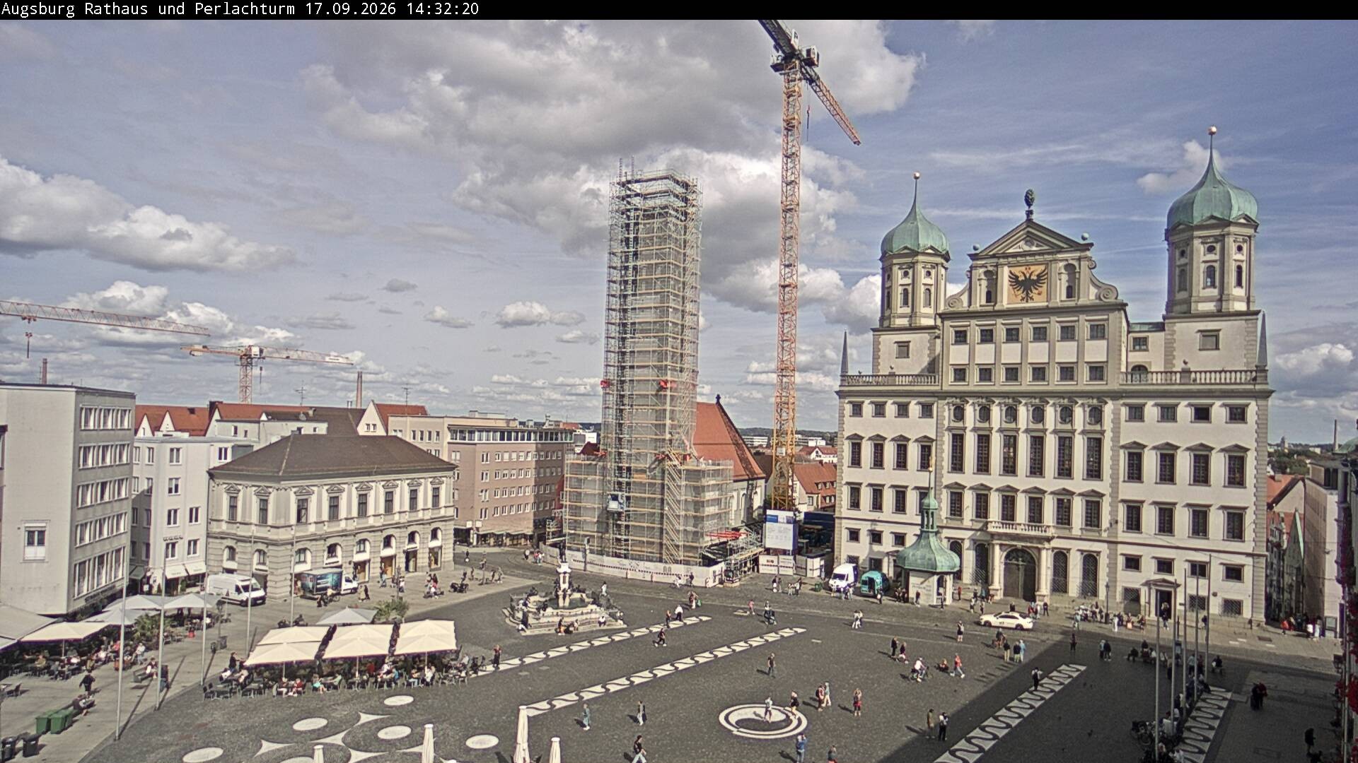 Archiv Foto Webcam Augsburger Rathausplatz und Perlachturm