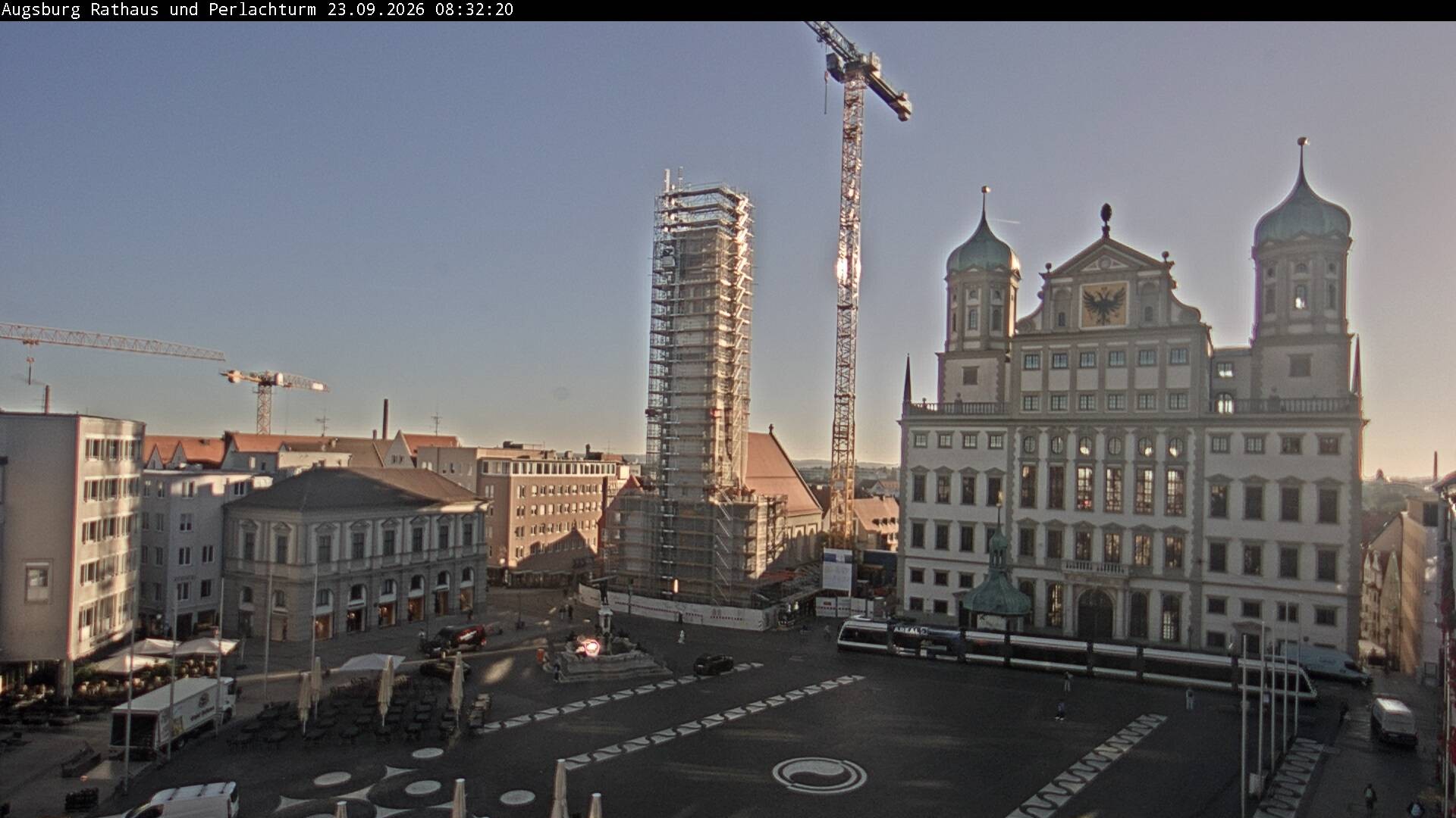 Archiv Foto Webcam Augsburger Rathausplatz und Perlachturm