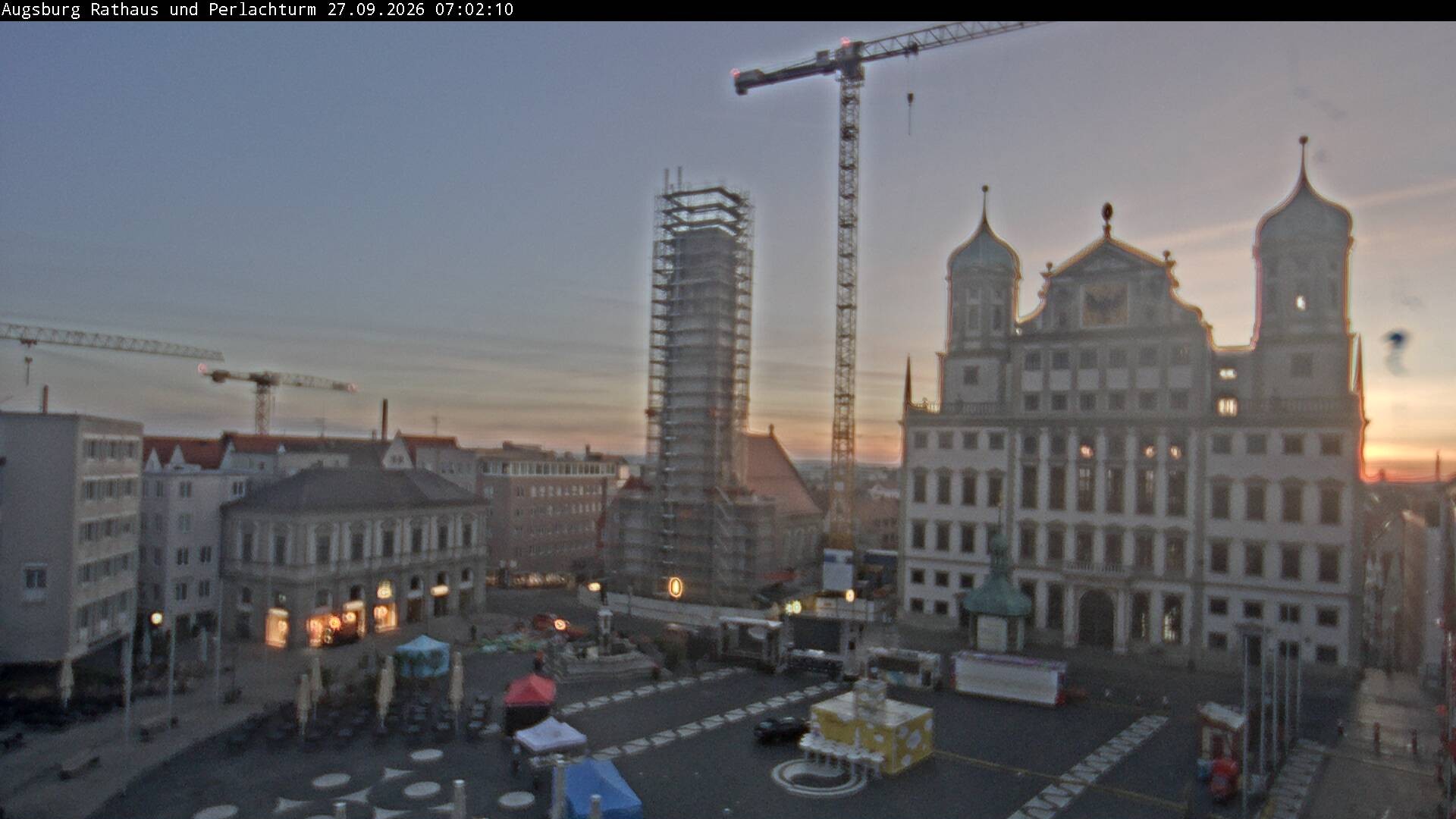Archiv Foto Webcam Augsburger Rathausplatz und Perlachturm