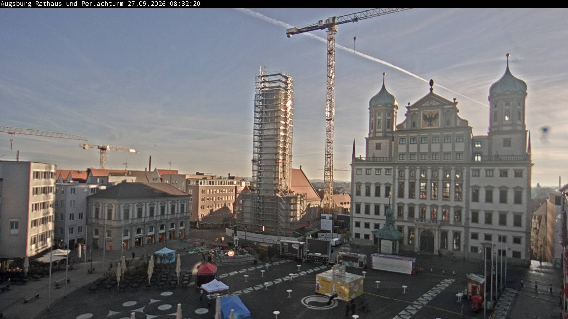 Archiv Foto Webcam Augsburger Rathausplatz und Perlachturm