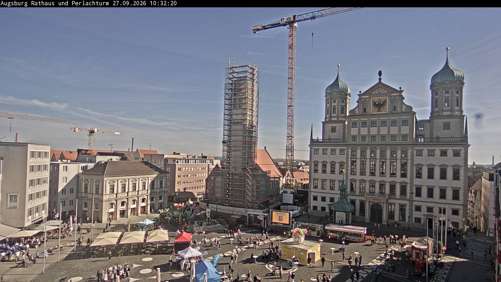 Archiv Foto Webcam Augsburger Rathausplatz und Perlachturm