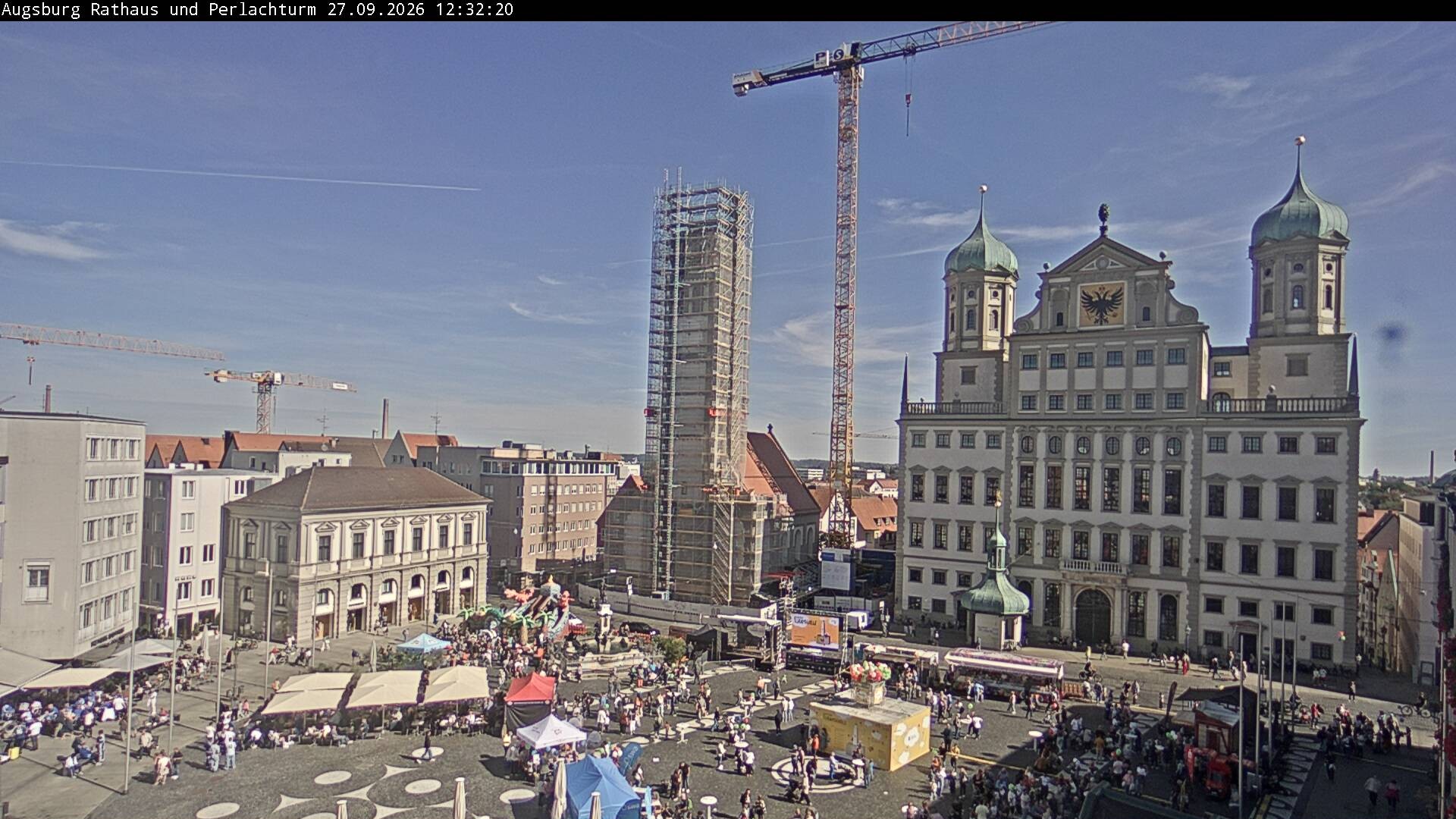 Archiv Foto Webcam Augsburger Rathausplatz und Perlachturm