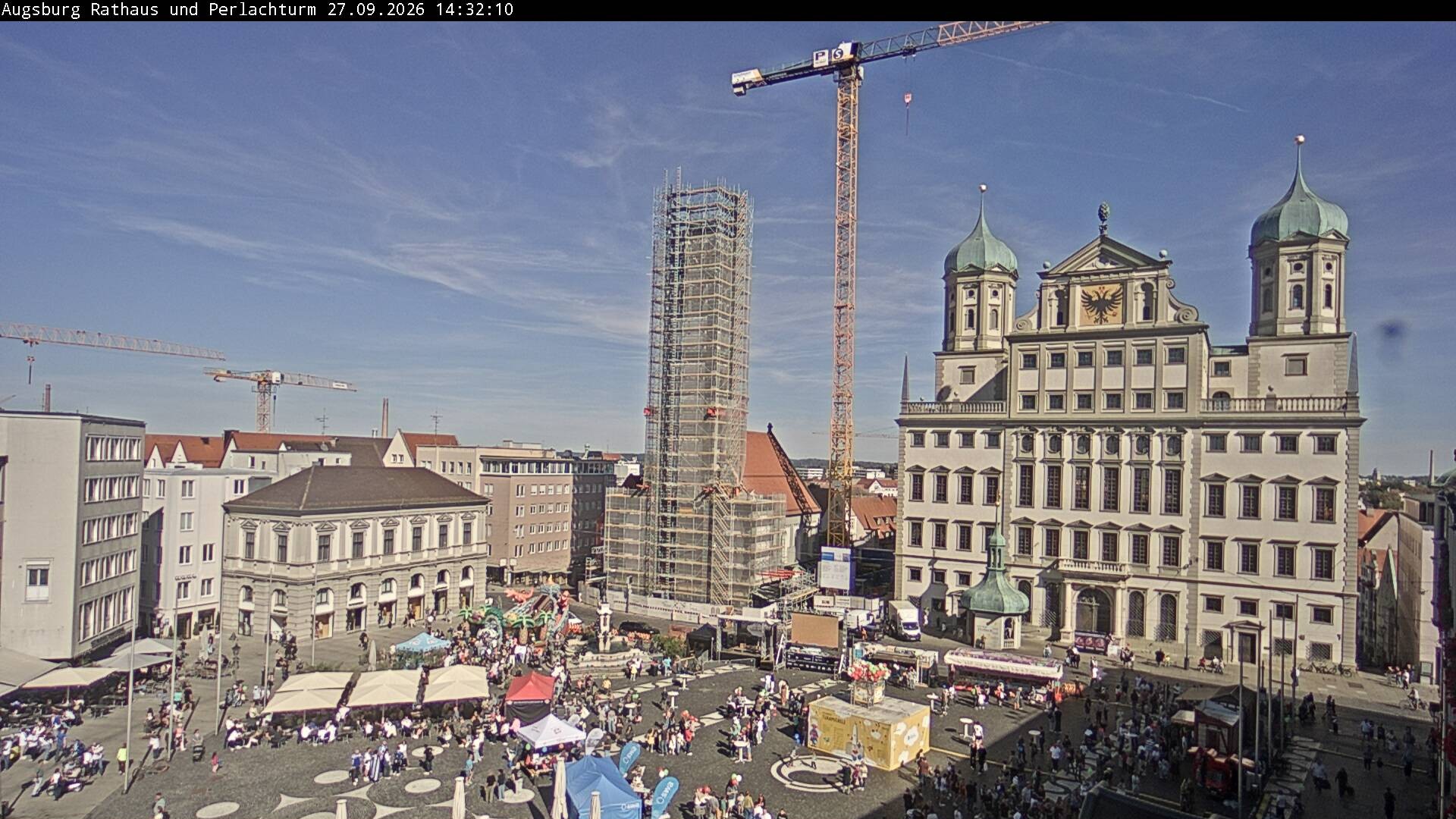 Archiv Foto Webcam Augsburger Rathausplatz und Perlachturm