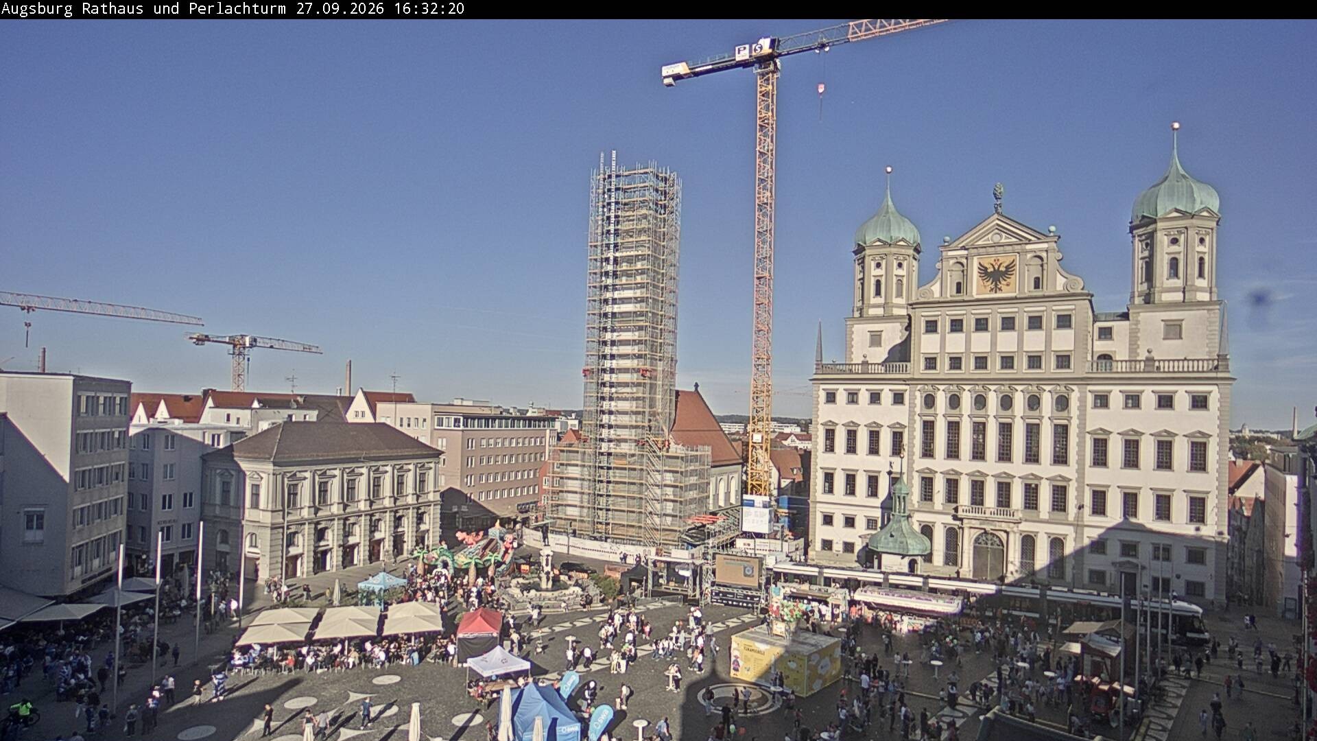 Archiv Foto Webcam Augsburger Rathausplatz und Perlachturm