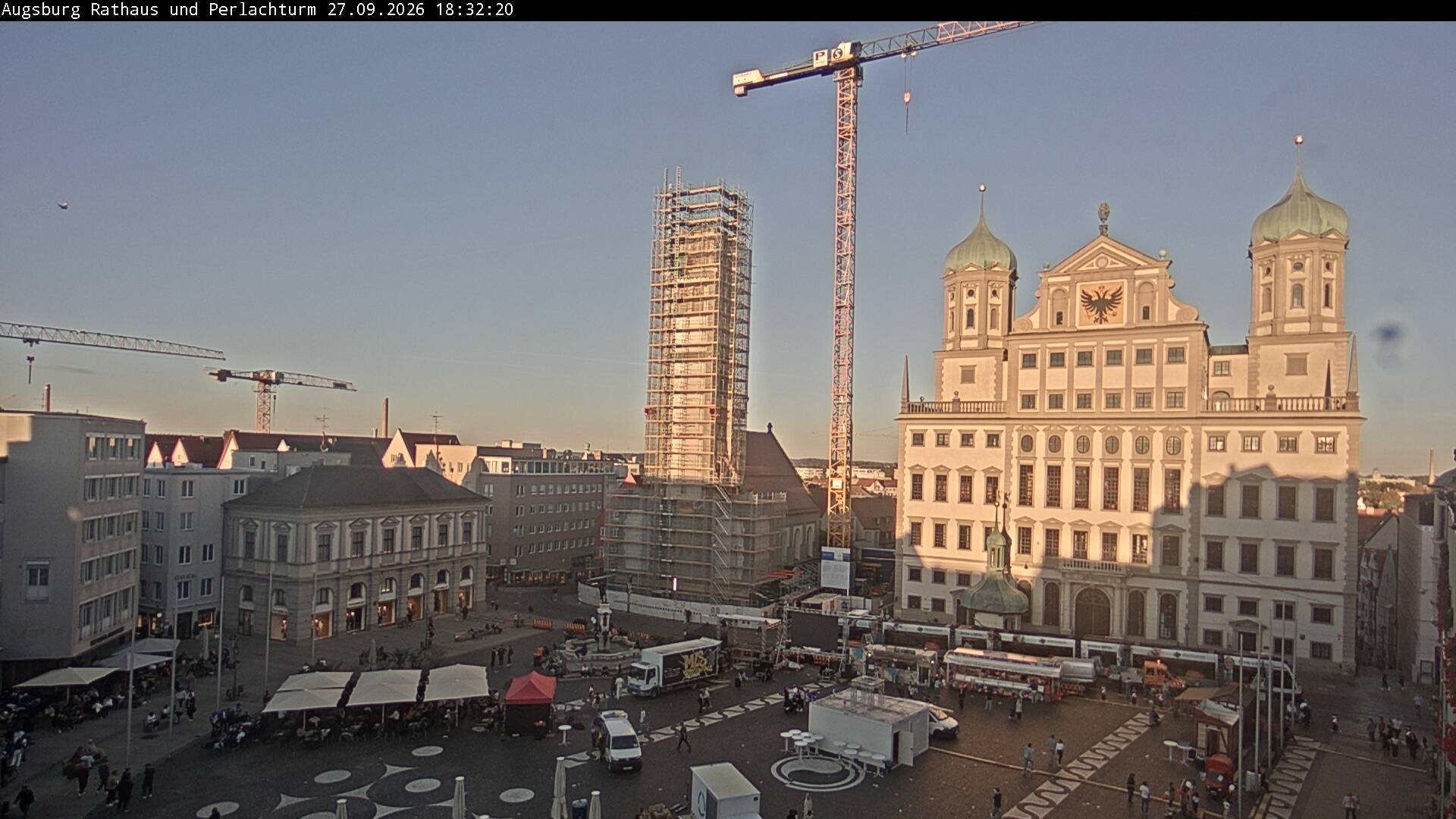 Archiv Foto Webcam Augsburger Rathausplatz und Perlachturm