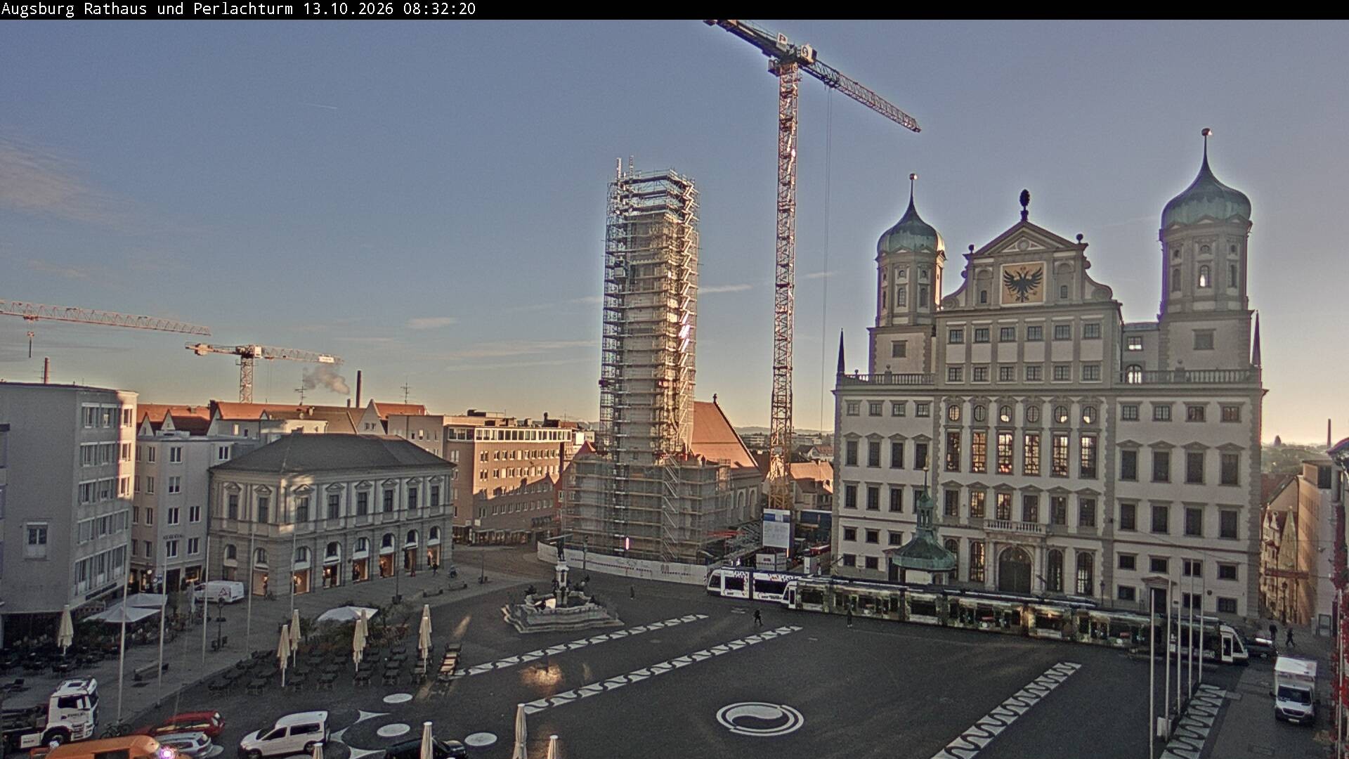 Archiv Foto Webcam Augsburger Rathausplatz und Perlachturm