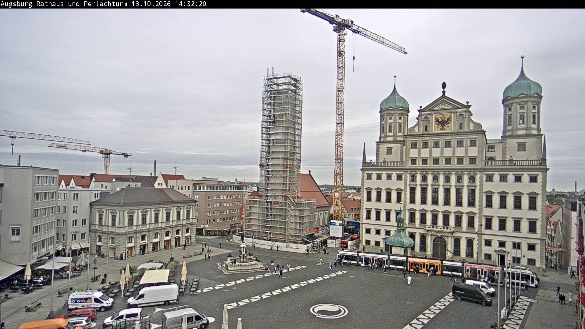 Archiv Foto Webcam Augsburger Rathausplatz und Perlachturm