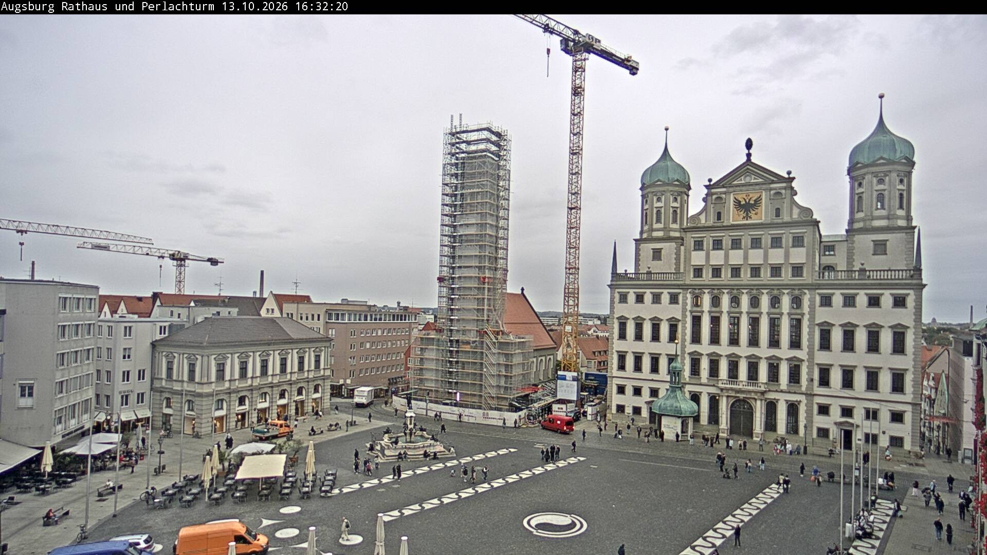 Archiv Foto Webcam Augsburger Rathausplatz und Perlachturm