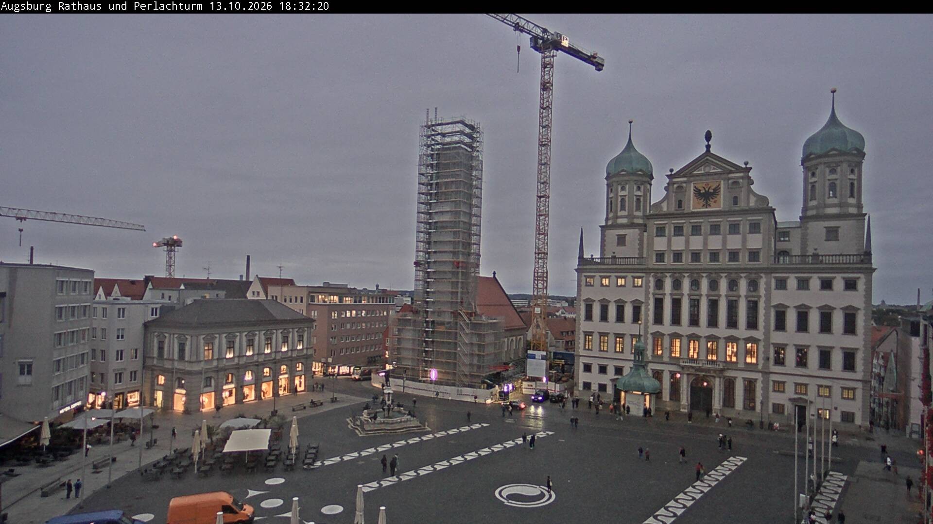 Archiv Foto Webcam Augsburger Rathausplatz und Perlachturm