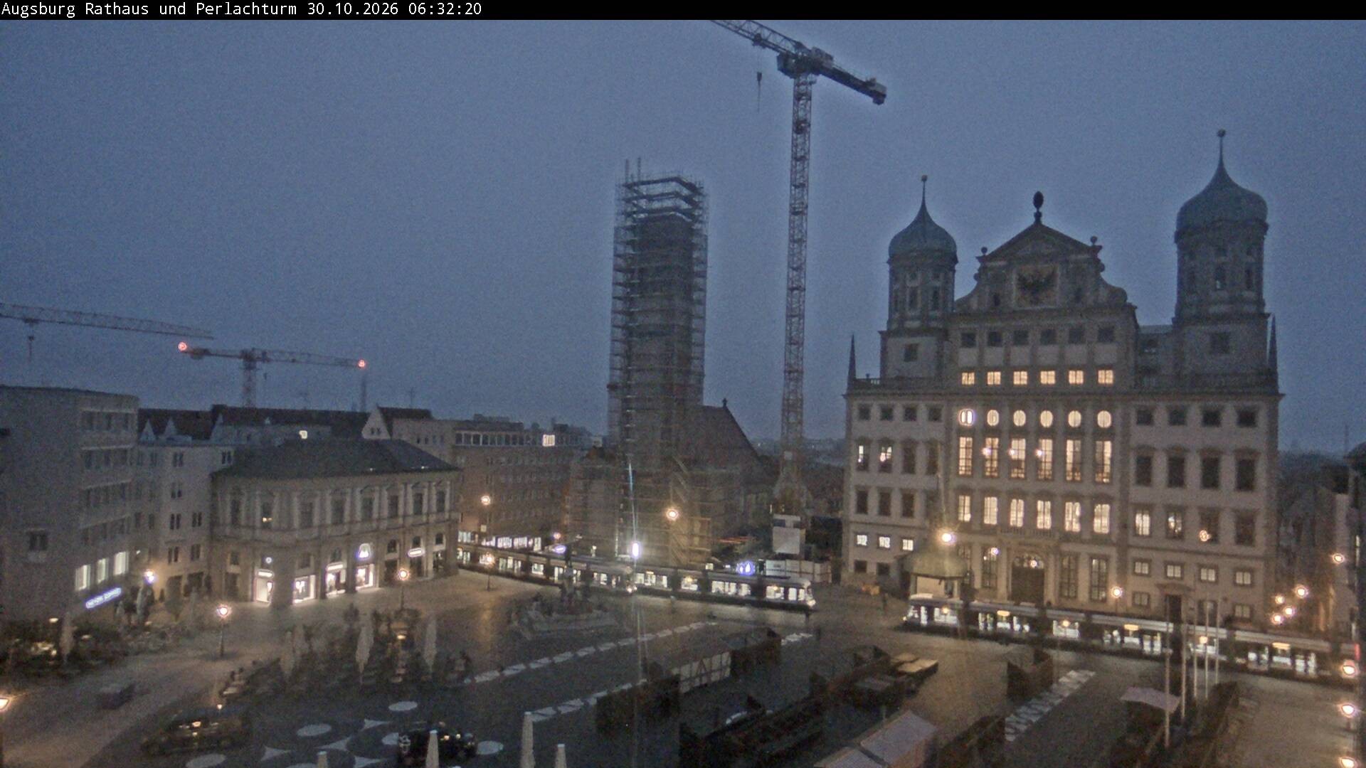 Archiv Foto Webcam Augsburger Rathausplatz und Perlachturm