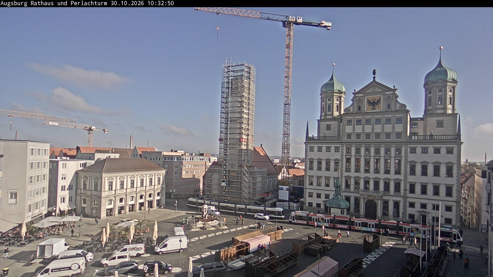 Archiv Foto Webcam Augsburger Rathausplatz und Perlachturm