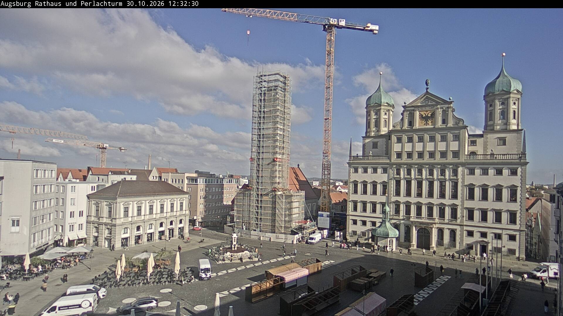 Archiv Foto Webcam Augsburger Rathausplatz und Perlachturm