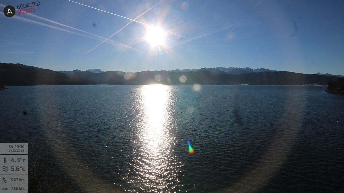 Archiv Foto Webcam Hotel Karwendelblick: Ausblick zum Walchensee