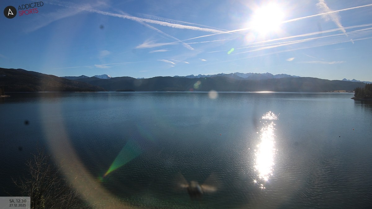 Archiv Foto Webcam Hotel Karwendelblick: Ausblick zum Walchensee
