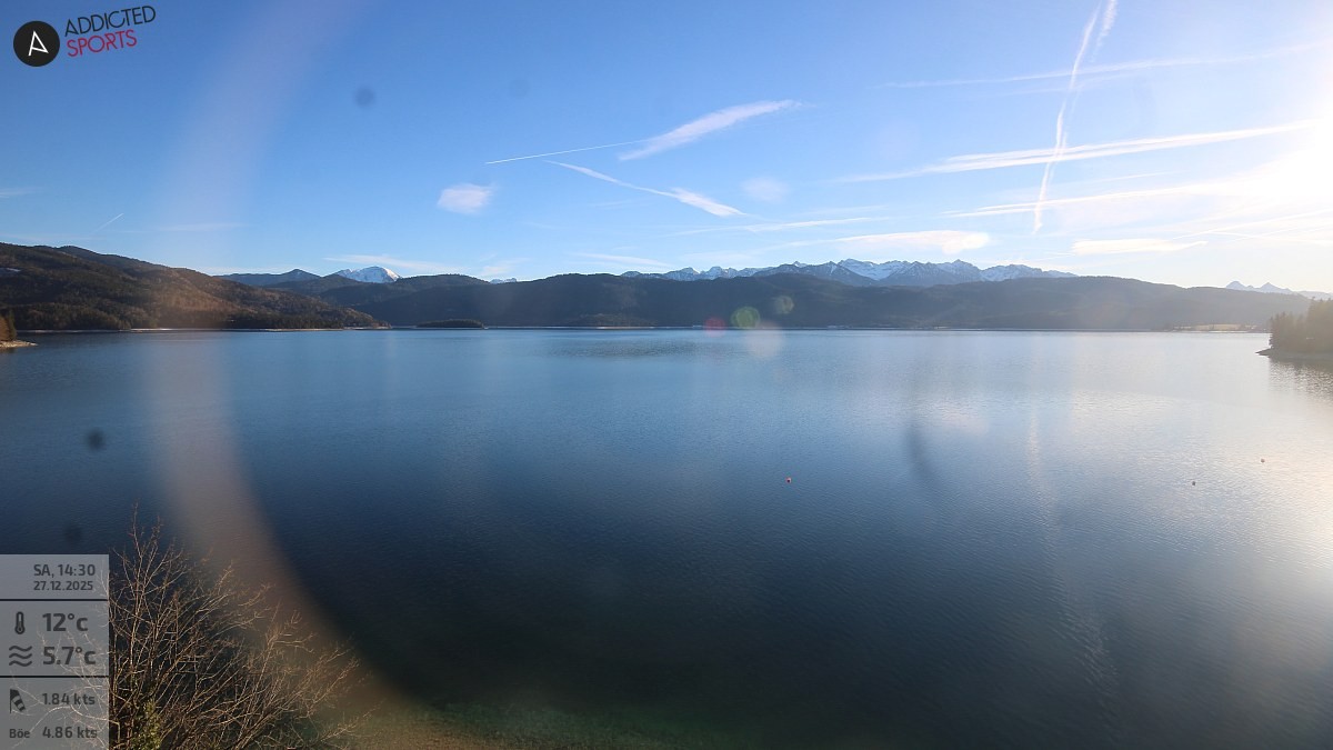 Archiv Foto Webcam Hotel Karwendelblick: Ausblick zum Walchensee