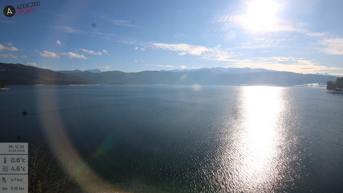 Archived image Webcam Lake Walchensee: View Hotel Karwendelblick