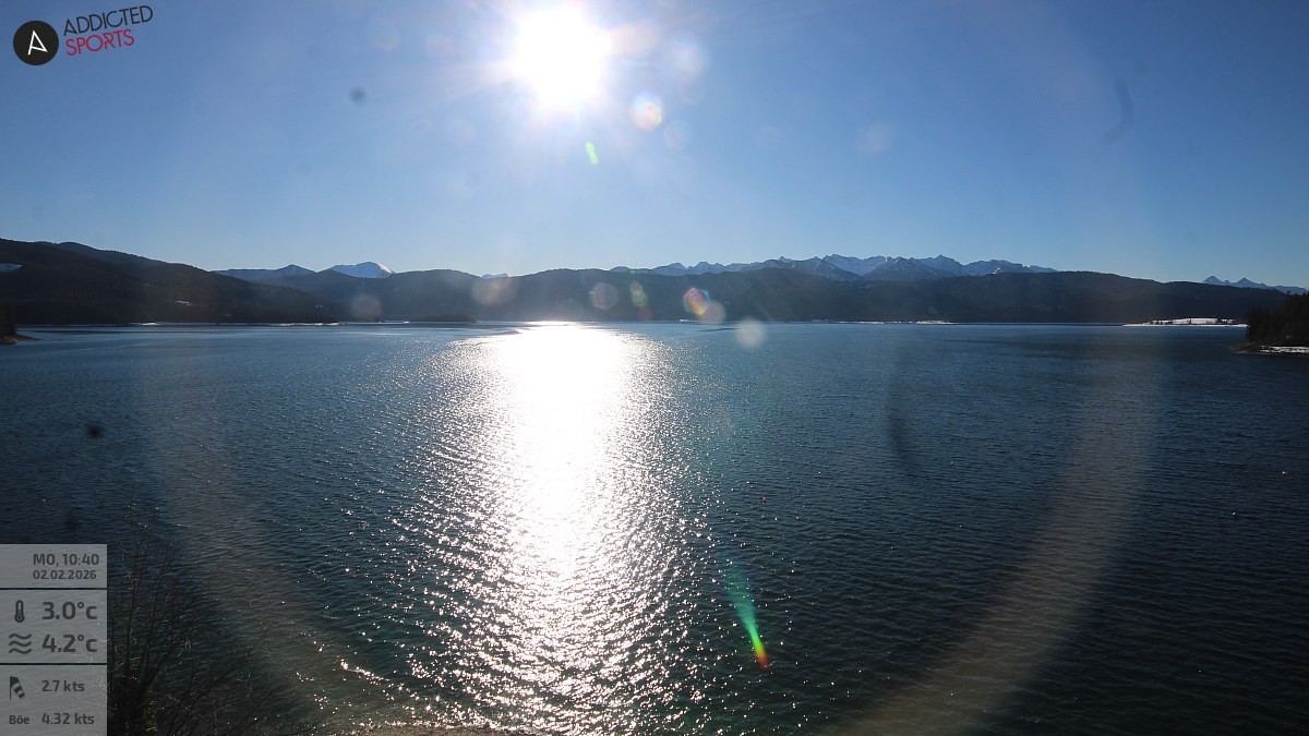 Archiv Foto Webcam Hotel Karwendelblick: Ausblick zum Walchensee