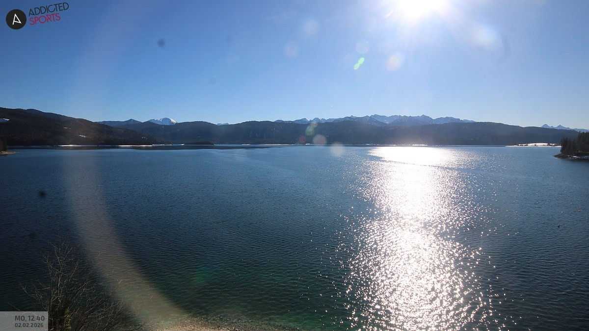 Archiv Foto Webcam Hotel Karwendelblick: Ausblick zum Walchensee