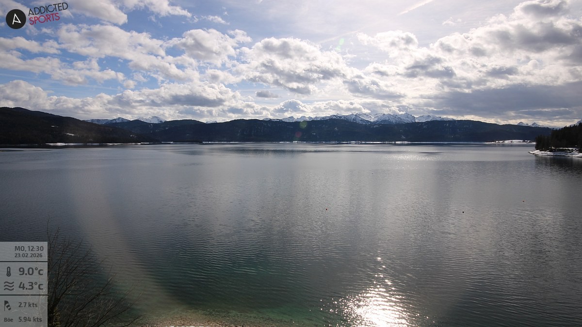 Archiv Foto Webcam Hotel Karwendelblick: Ausblick zum Walchensee