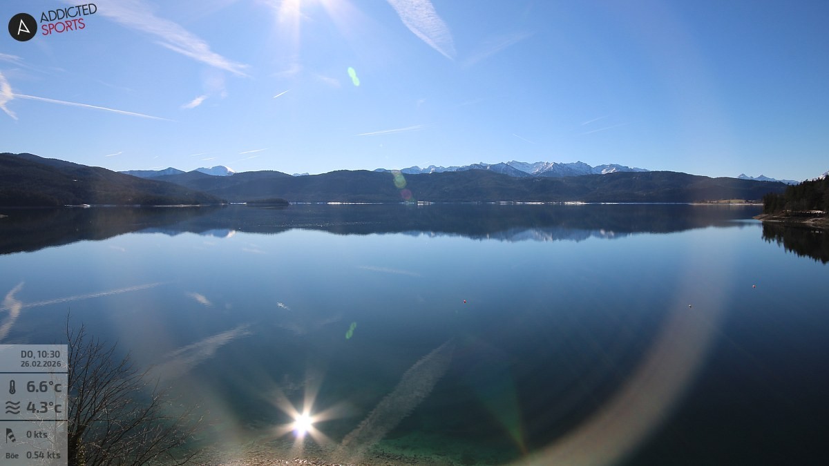 Archived image Webcam Lake Walchensee: View Hotel Karwendelblick