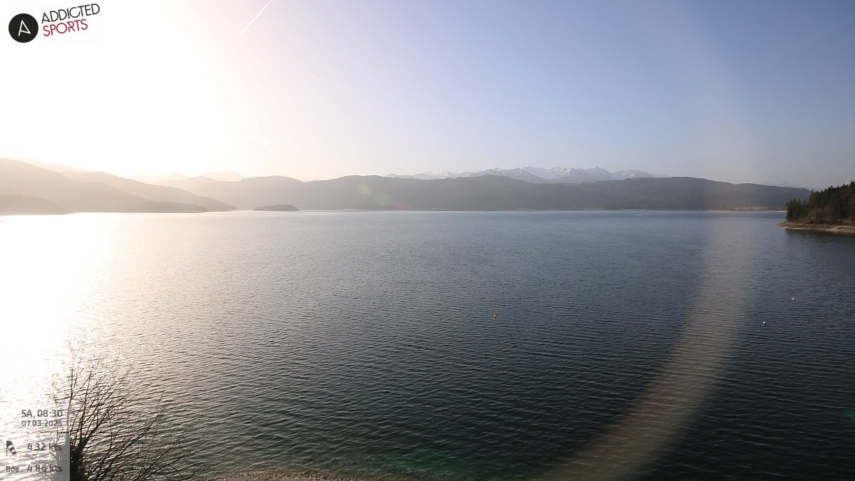 Archiv Foto Webcam Hotel Karwendelblick: Ausblick zum Walchensee