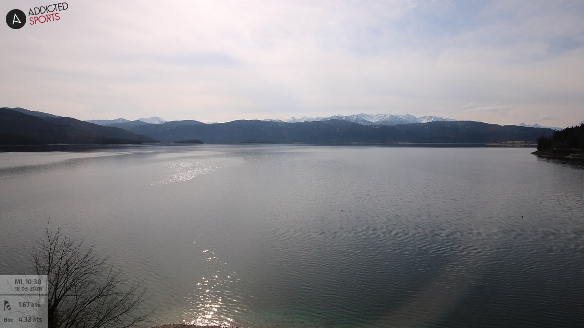Archiv Foto Webcam Hotel Karwendelblick: Ausblick zum Walchensee
