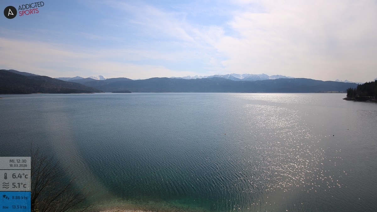 Archiv Foto Webcam Hotel Karwendelblick: Ausblick zum Walchensee