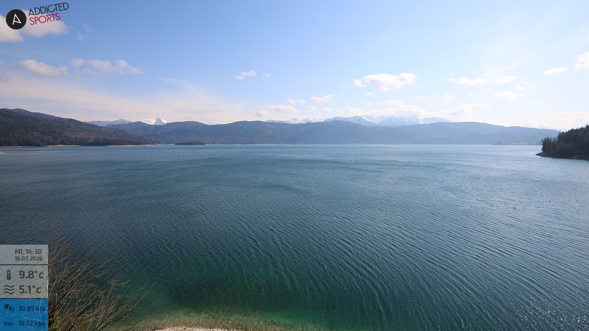 Archiv Foto Webcam Hotel Karwendelblick: Ausblick zum Walchensee