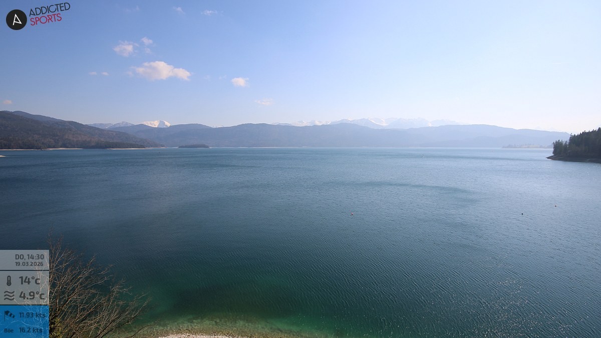 Archiv Foto Webcam Hotel Karwendelblick: Ausblick zum Walchensee