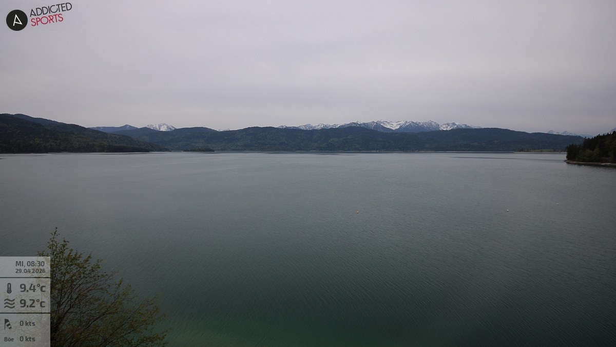 Archiv Foto Webcam Hotel Karwendelblick: Ausblick zum Walchensee