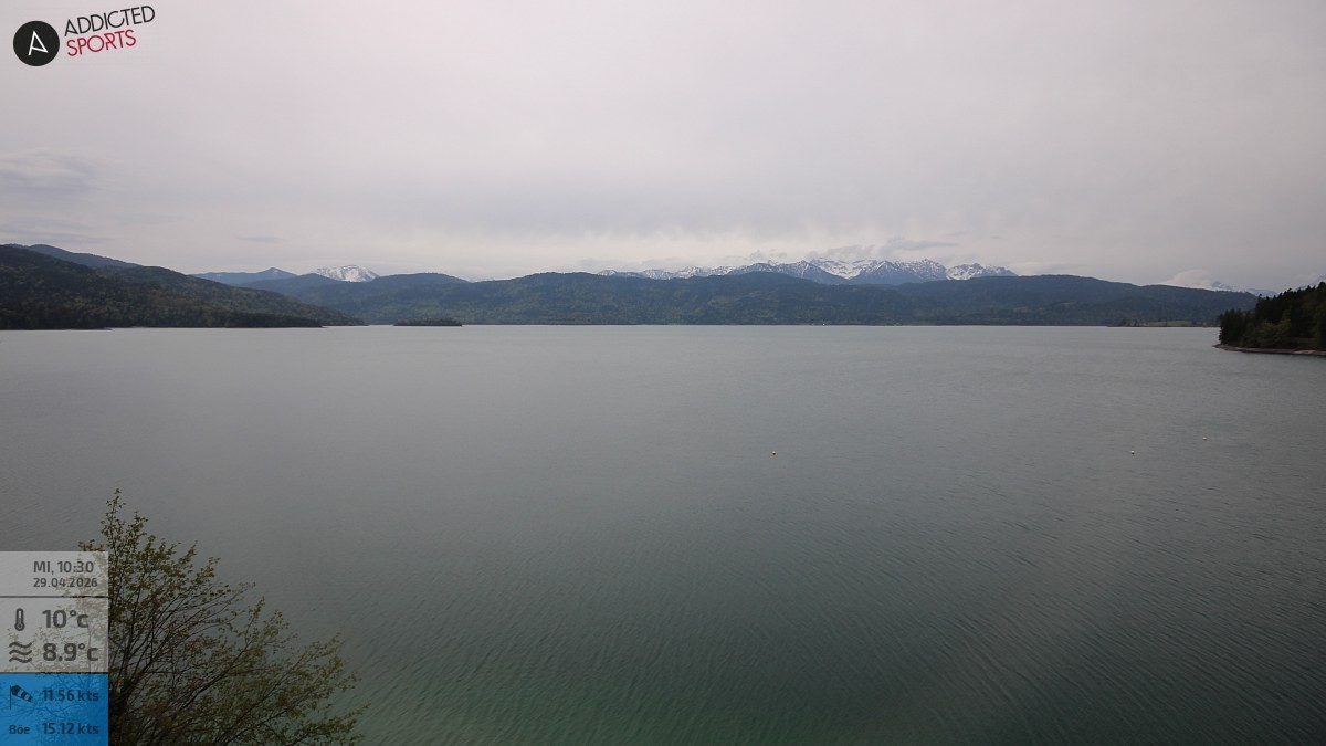 Archiv Foto Webcam Hotel Karwendelblick: Ausblick zum Walchensee