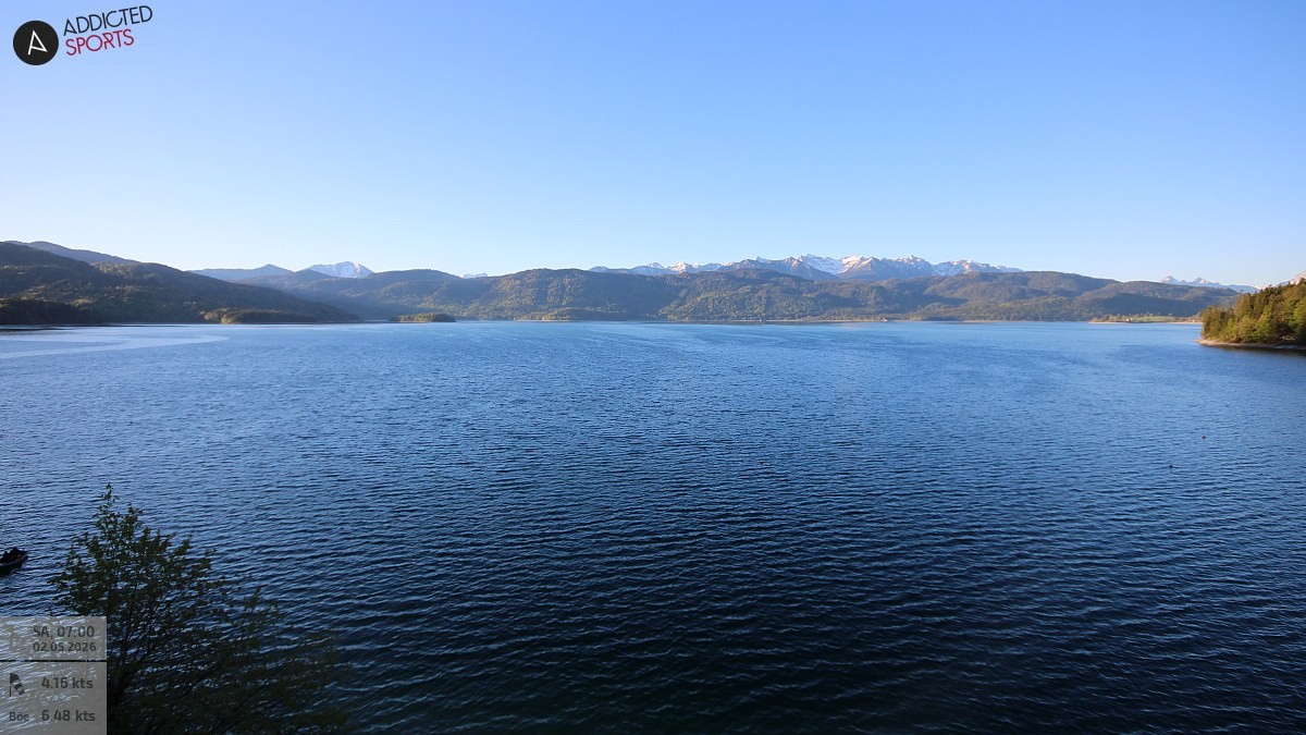 Archiv Foto Webcam Hotel Karwendelblick: Ausblick zum Walchensee