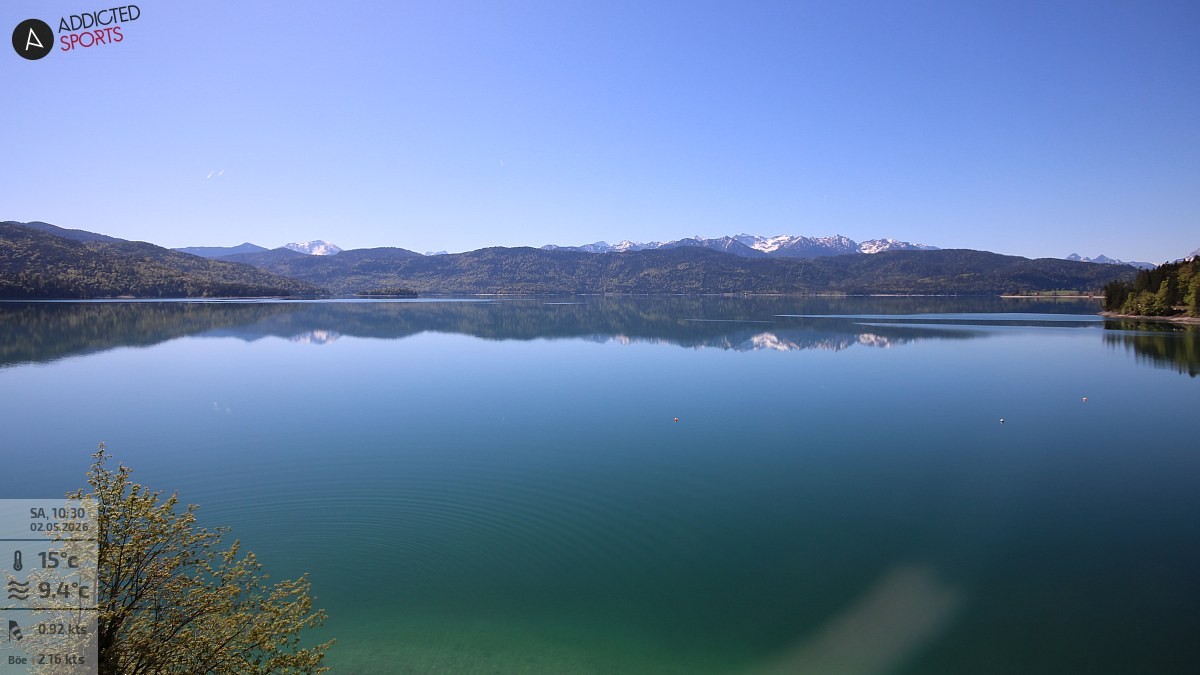 Archiv Foto Webcam Hotel Karwendelblick: Ausblick zum Walchensee