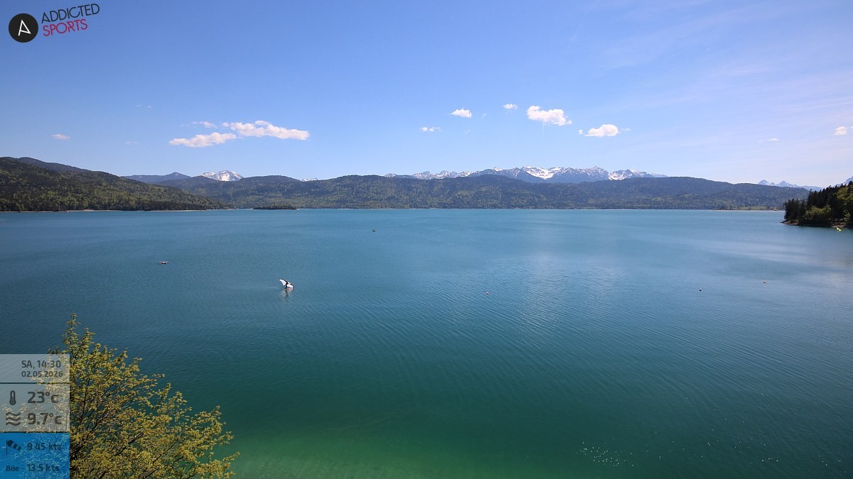 Archiv Foto Webcam Hotel Karwendelblick: Ausblick zum Walchensee