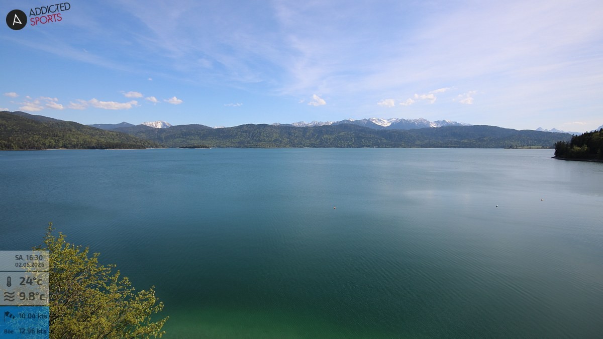 Archiv Foto Webcam Hotel Karwendelblick: Ausblick zum Walchensee