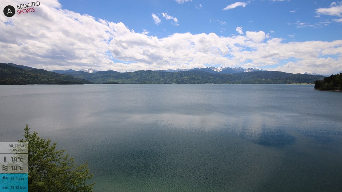 Archiv Foto Webcam Hotel Karwendelblick: Ausblick zum Walchensee
