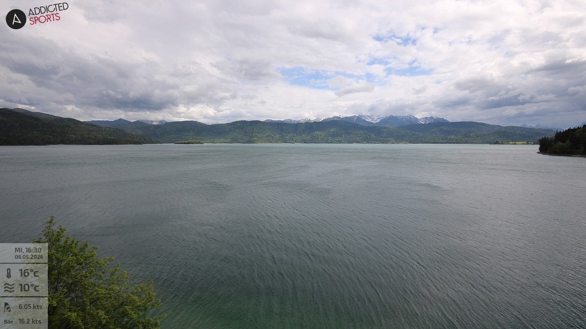 Archiv Foto Webcam Hotel Karwendelblick: Ausblick zum Walchensee