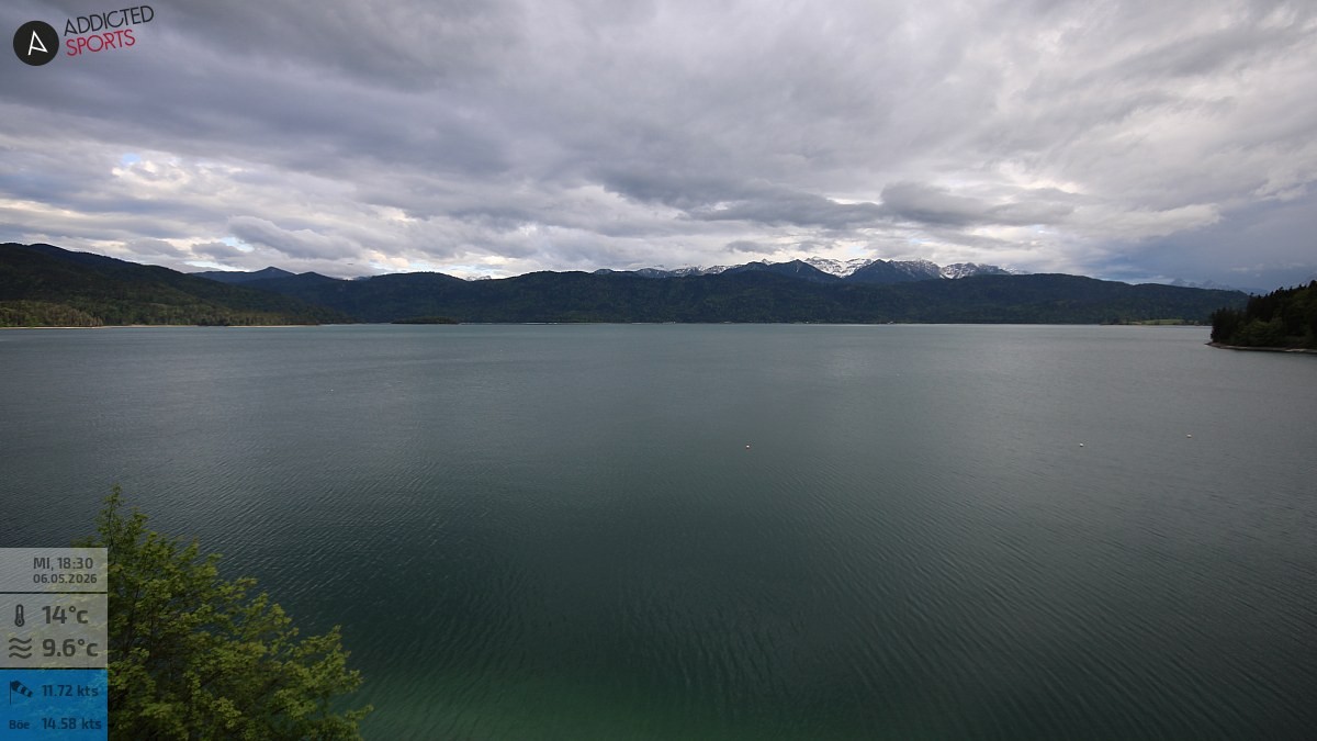 Archiv Foto Webcam Hotel Karwendelblick: Ausblick zum Walchensee