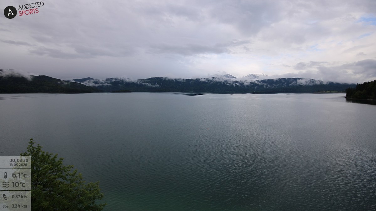 Archiv Foto Webcam Hotel Karwendelblick: Ausblick zum Walchensee