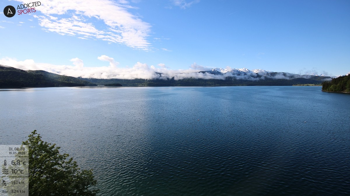 Archiv Foto Webcam Hotel Karwendelblick: Ausblick zum Walchensee