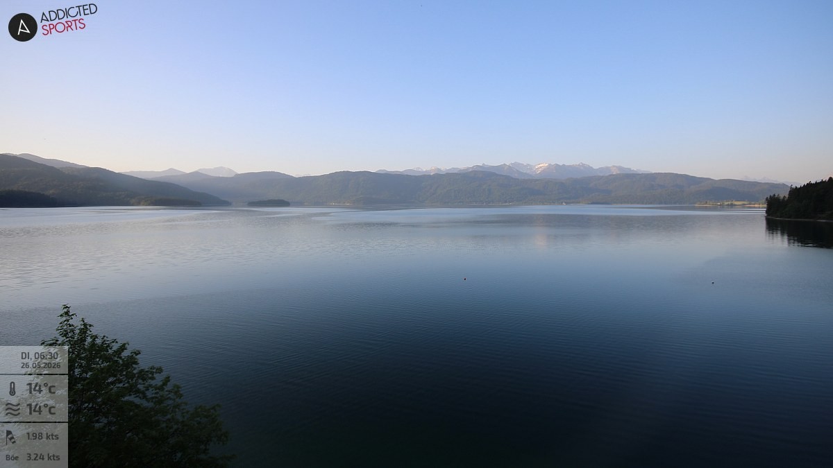 Archived image Webcam Lake Walchensee: View Hotel Karwendelblick