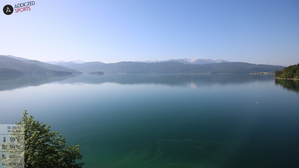 Archived image Webcam Lake Walchensee: View Hotel Karwendelblick
