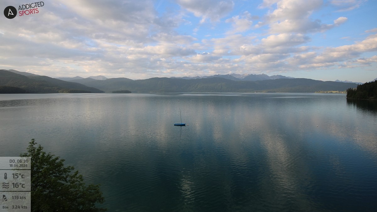 Archiv Foto Webcam Hotel Karwendelblick: Ausblick zum Walchensee
