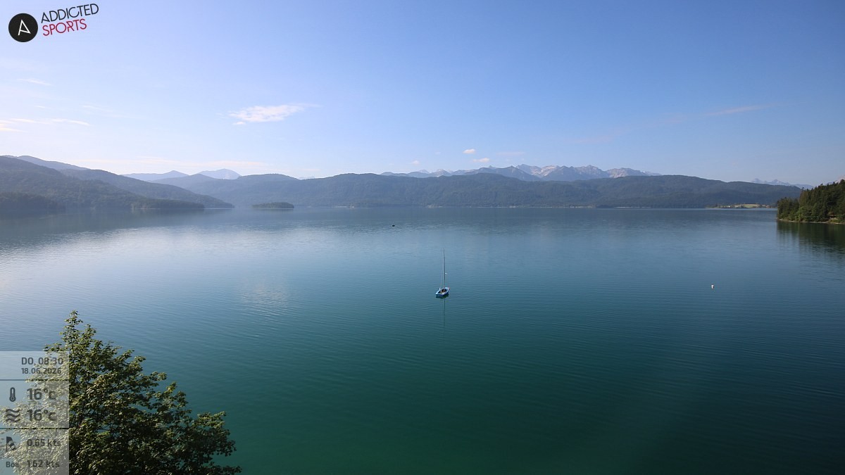 Archiv Foto Webcam Hotel Karwendelblick: Ausblick zum Walchensee