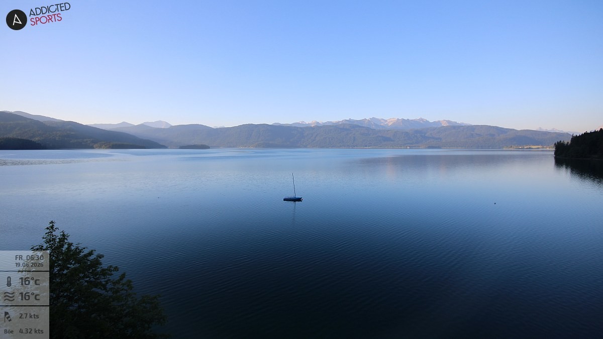 Archiv Foto Webcam Hotel Karwendelblick: Ausblick zum Walchensee