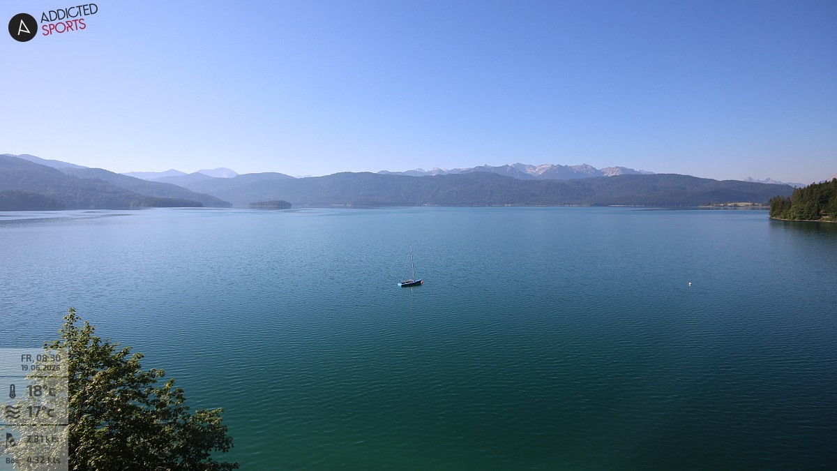 Archiv Foto Webcam Hotel Karwendelblick: Ausblick zum Walchensee